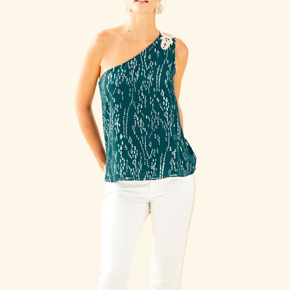 Lilly Pulitzer one shoulder Sienna top - Picture 3 of 9